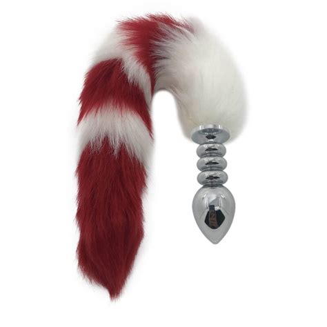 Metal Thread Insert Butt Plug Anal Bead Smooth Fur Fox Tail Cosplay Fur
