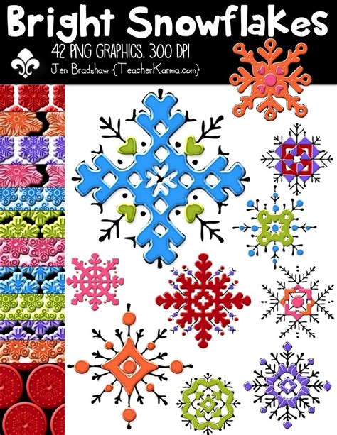 Bright Snowflakes Sellers Kit Clipart These 42 Graphics Are Perfect