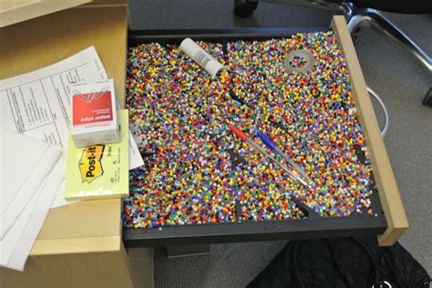 Who loves pranks and jokes more than kids? Office prank! - drawer with crap filled in it. Idea ...
