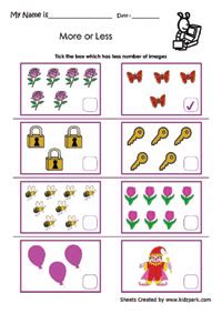 Tick The Box Which Has Less Numbers,Early Learning Worksheets,Home
