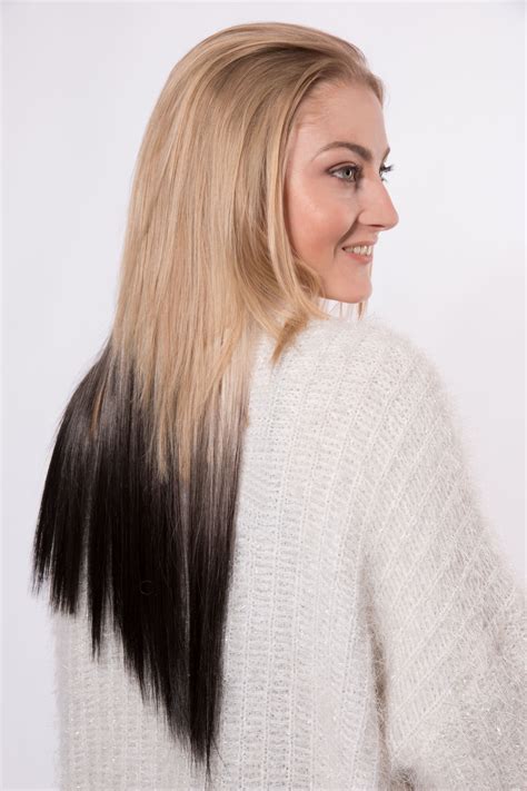 Dip Dye 1 Piece Straight Hair Extensions In 613tt2 Pure Blonde To