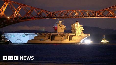 Hms Queen Elizabeth Sets Sail From Rosyth For Sea Trials Bbc News