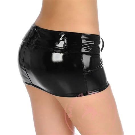 Sexy Women Pvc Shiny Micro Mini Skirt Pu Latex Faux Leather Skirt Punk Tight Hip Slim Low Waist
