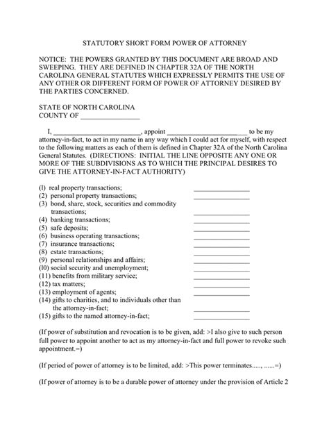 Statutory Short Form Power Of Attorney In Word And Pdf Formats