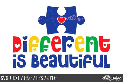 Perfect for any style or look. Autism Awareness, Different is Beautiful, Puzzle Piece, SVG