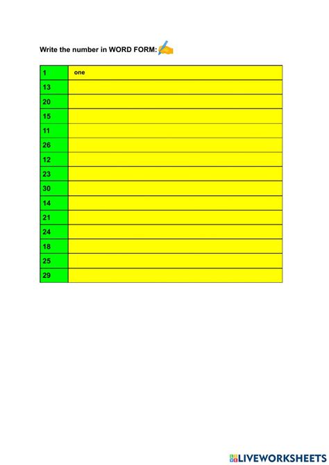 Numbers 11-30 Worksheets