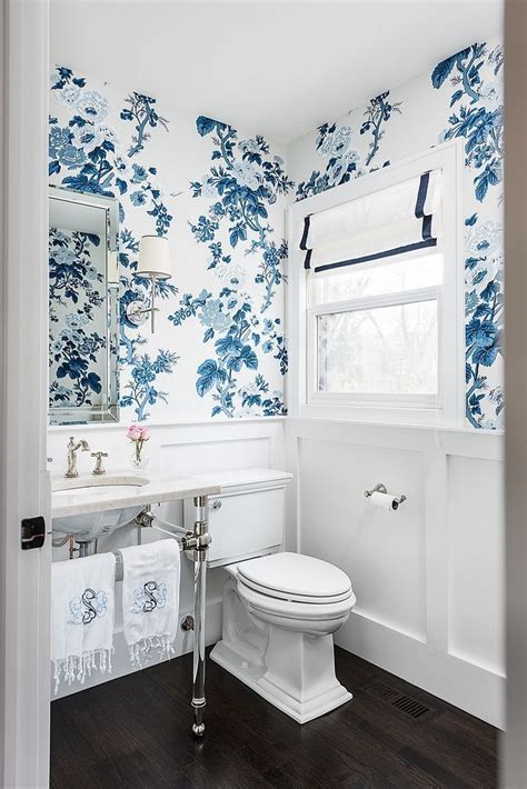 Powder Bathroom Powder Bath Features Classic Wainscoting Blue And