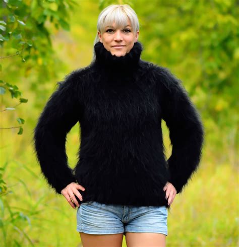 Pin by Chris Norman on fluffy sweaters | Sweaters, Hand knitted sweaters, Black sweaters