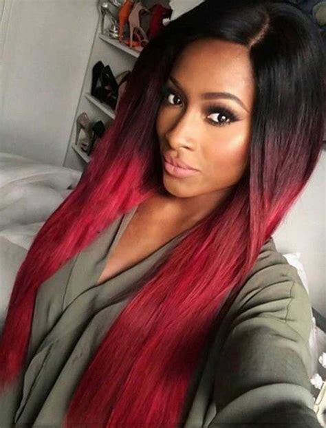 Dark roots ombre red color, dyed into darker colors and restyled;light brown lace color. Amazon.com : Tsnomore Black to Red Silky Long Straight ...