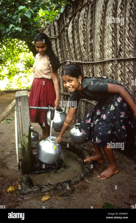 India Kerala Cochin Bolgatty Island Water Girls At Village
