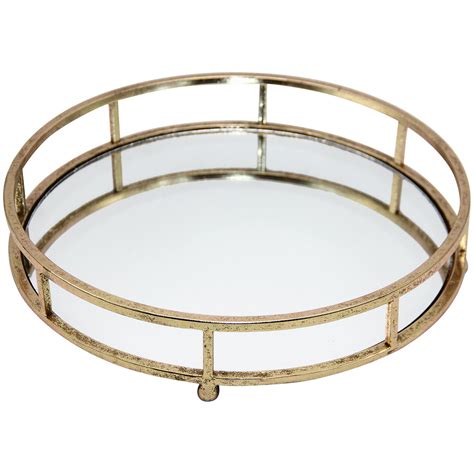 14x14 gold mirror tray at home