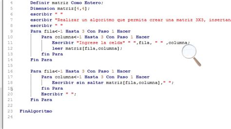 Algoritmo Matriz 3x3 En Pseint Youtube