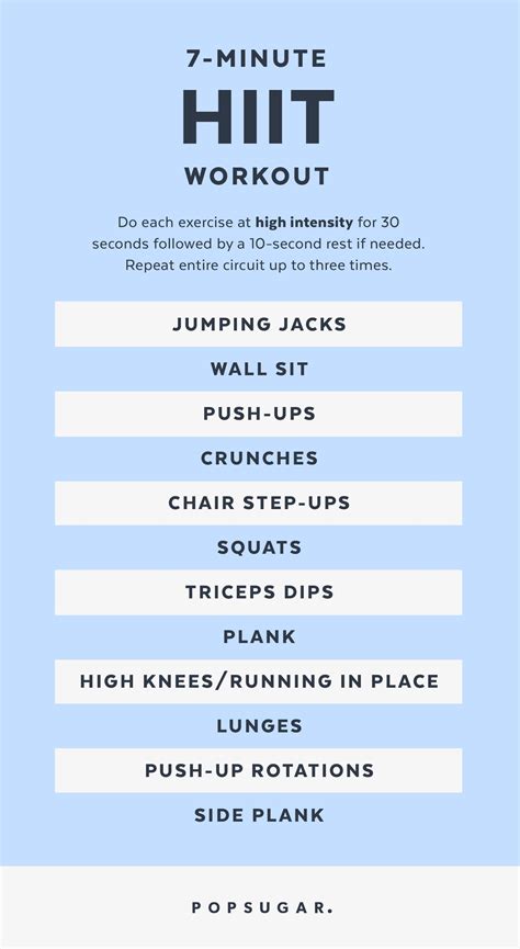 Minute Hiit Workout Printable Poster Popsugar Fitness