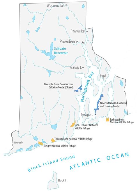 Rhode Island State Map Places And Landmarks Gis Geography