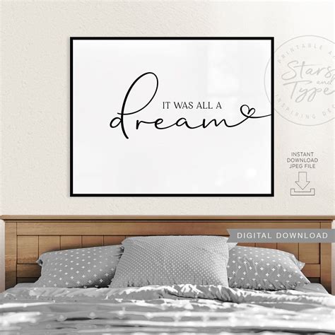 it was all a dream printable wall art sleep quote above bed landscape bedroom decor digital
