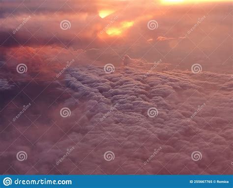 Dramatic Red Storm Clouds View Over The Clouds Stock Image Image Of