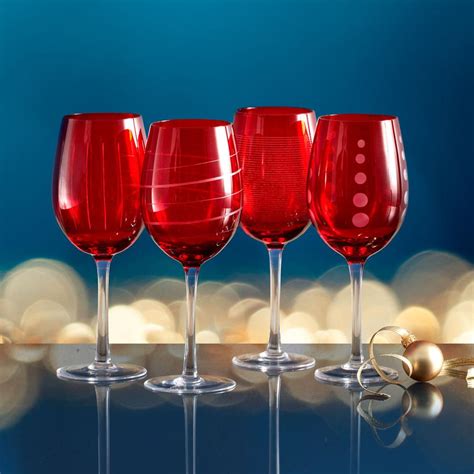 Cheers® Ruby Set Of 4 Wine Glasses Mikasa