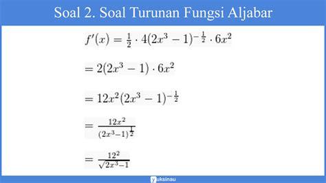 Maybe you would like to learn more about one of these? √ Turunan Fungsi Aljabar: Turunan Dasar, Rumus, Soal ...