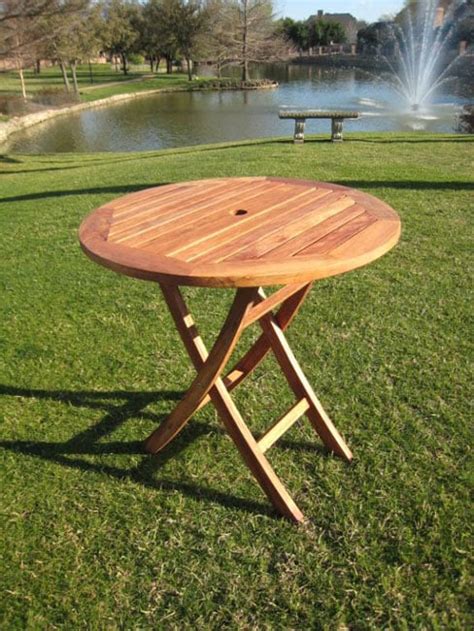 Outdoor Round 28 Inch Folding Table With Umbrella Hole Free Shipping
