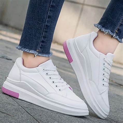 Gogoruns Women Sport White Shoes Female Pu Leather Ladies Sneakers