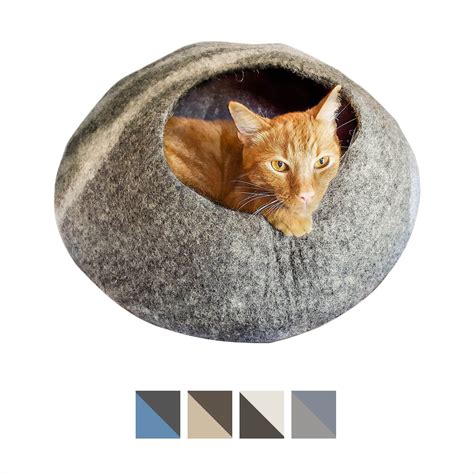 Beautiful designs for your furry friends and our team of pet enthusiasts created beautiful designs for your home and your pets. Meowfia Premium Felt Cat Cave Bed, Light Gray - Chewy.com ...
