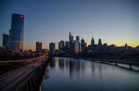 Cityscape From South Street Bridge At Sunrise Philadelphia Photograph