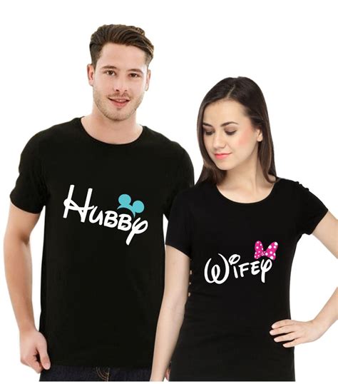 black and white casual wear hubby and wife couple t shirts cottvalley at rs 599 pair in ahmedabad