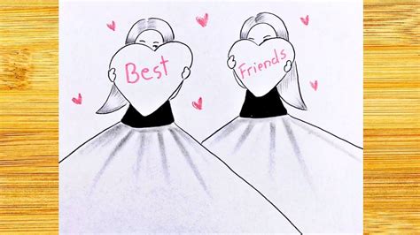 How To Draw Two Girls Best Friends Bff Drawing Step By Step Drawing
