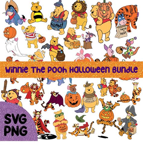 Winnie The Pooh Halloween Svg Png Bundle Descarga Instantánea Clipart