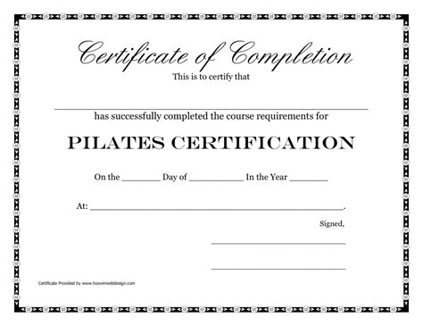 Pilates Certificate Of Completion Template Download Printable Pdf