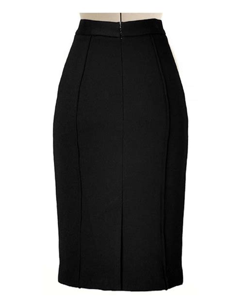 Wool Blend Black Pencil Skirt Fully Lined Custom Handmade To Fit