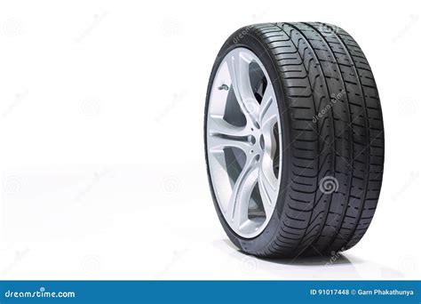 Wheel Car Car Tire Aluminum Wheels On White Backgroun Stock Photo