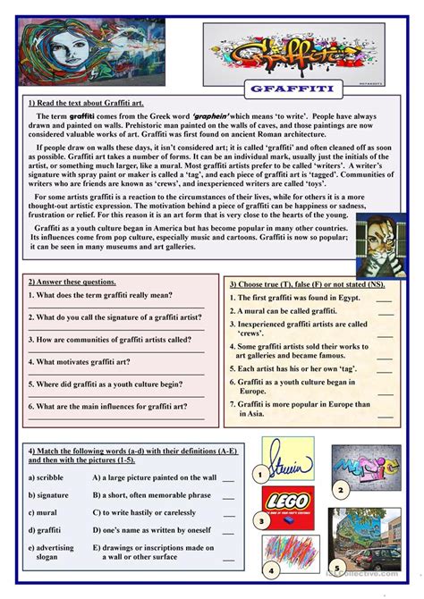 graffiti english esl worksheets for distance learning and physical
