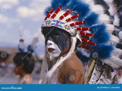 Native American Boy With Feathered Headdress Editorial Stock Photo