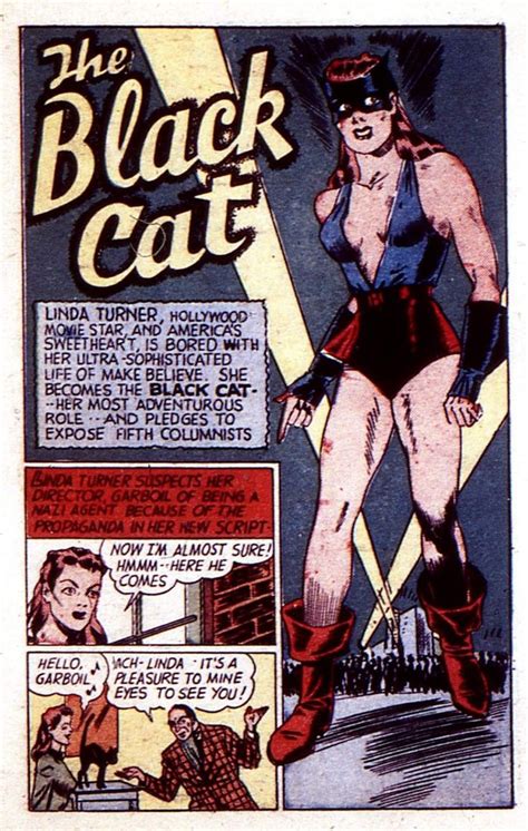 An Old Comic Book Page With A Woman Dressed As A Black Cat In The Background
