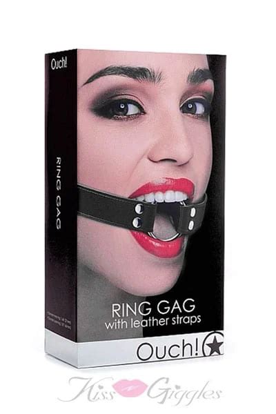 Ring Gag With Leather Straps Black
