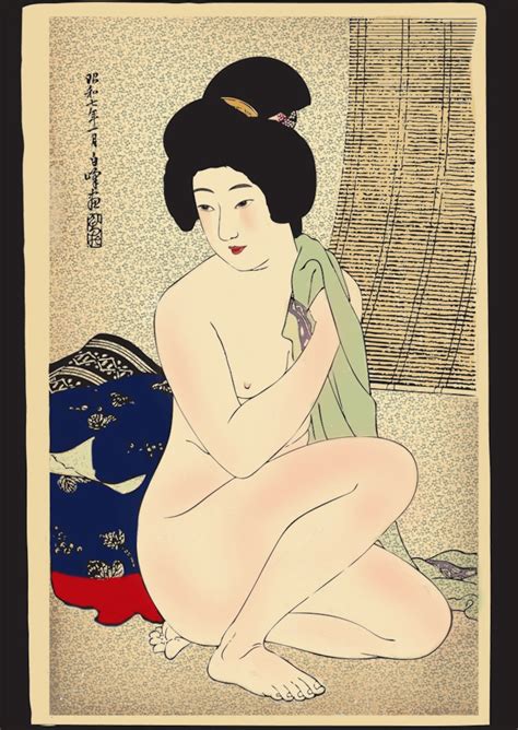 Japanese Art Nude Geisha Girl By Hirano Hakuho Vintage Etsy