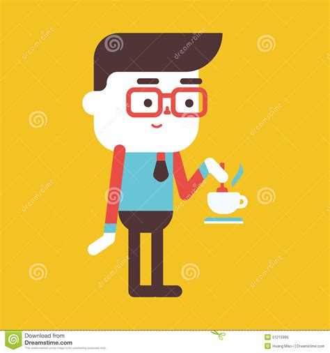 Character Illustration Design Businessman Drinking Coffee