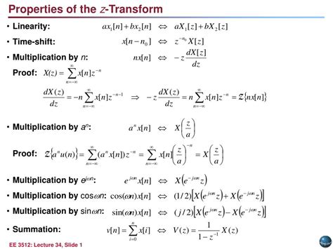 Ppt Lecture 34 Properties Of The Z Transform And The Inverse Z