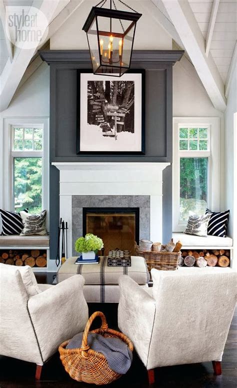 Stone fireplace with cathedral ceiling. Working With: Tall Ceilings - Emily A. Clark