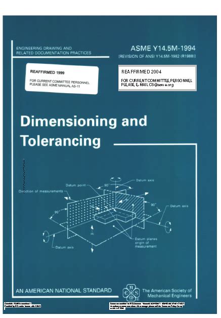 Dimensioning And Tolerancing Asme Y145m 1994 Mechanical Engineering