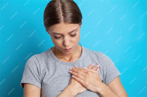 Premium Photo Heart Pain Beautiful Woman Suffering From Pain In Chest