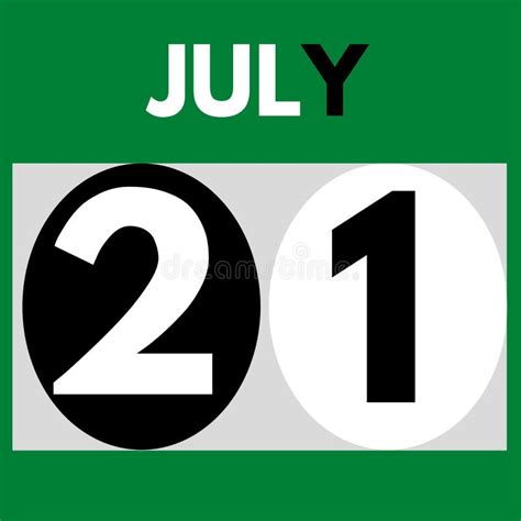 July 21 Modern Daily Calendar Icon Date Day Month Stock