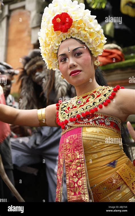 Traditional Balinese Barong Dancer Singapadu Bali Indonesia Stock