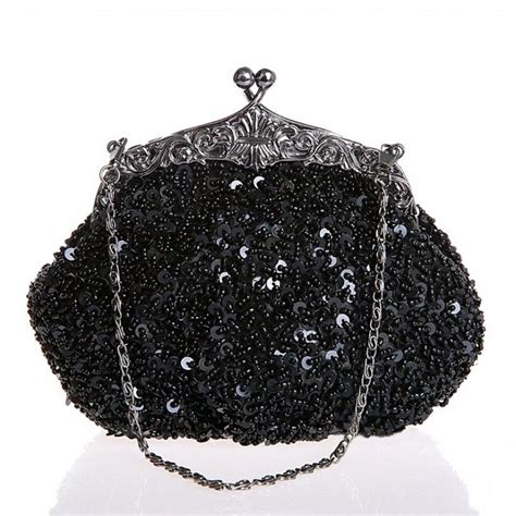 Black Fashion Bead Sequin Clutch Bags Evening Bags Vintage Evening