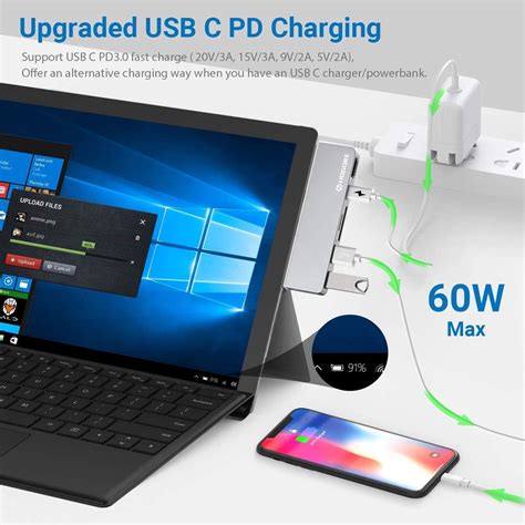 Surface Pro 7 Usb C Hub Hogore 6 In 2 Surface Pro Adapter Dock With 4k