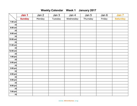 Free template for your weekly calendar. Weekly Calendar - Download weekly calendar 2017 and 2018 ...