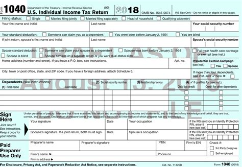 Printable Form Forv2018 Fed Tax Filing Printable Forms Free Online
