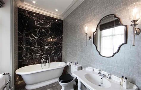 Black And White Wallpaper In 15 Bathrooms And Powder Rooms Home Design Lover