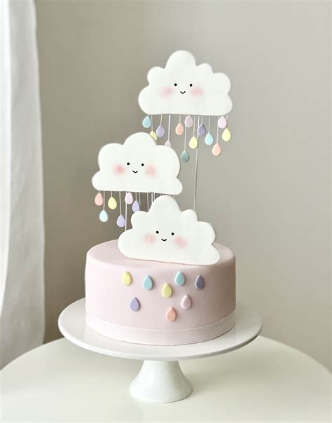 Fondant Clouds And Rain Drops Fondant Cakes Birthday Girl Fondant